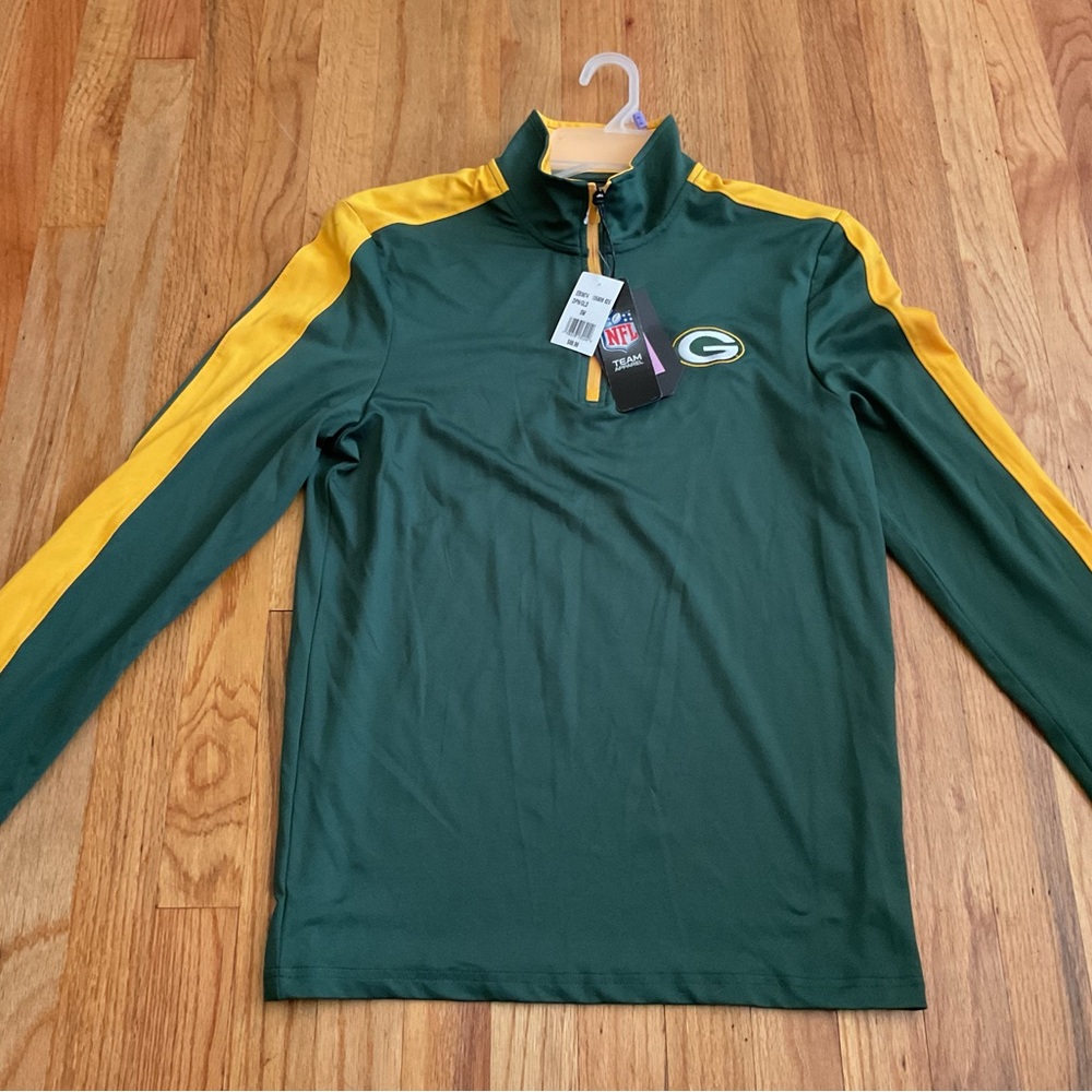 Antigua Green and Yellow Zip Up Sweater